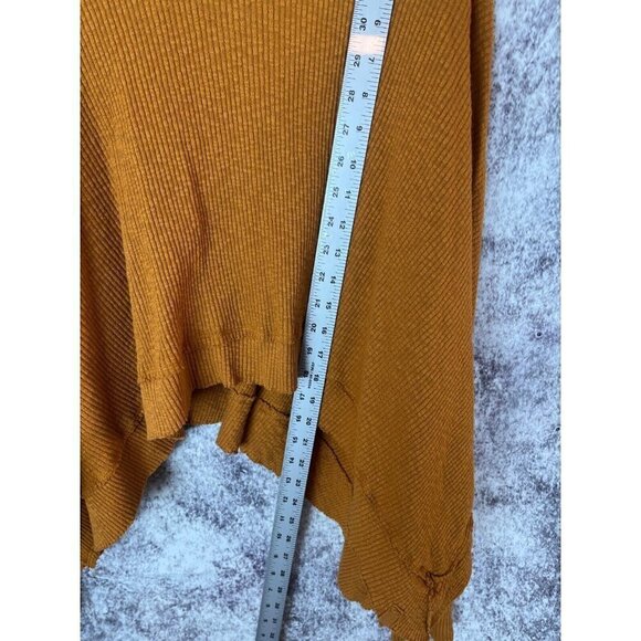 We the Free People Top Women M Yellow Oversized Crop Lagenlook Poncho Hippie - Picture 11 of 15